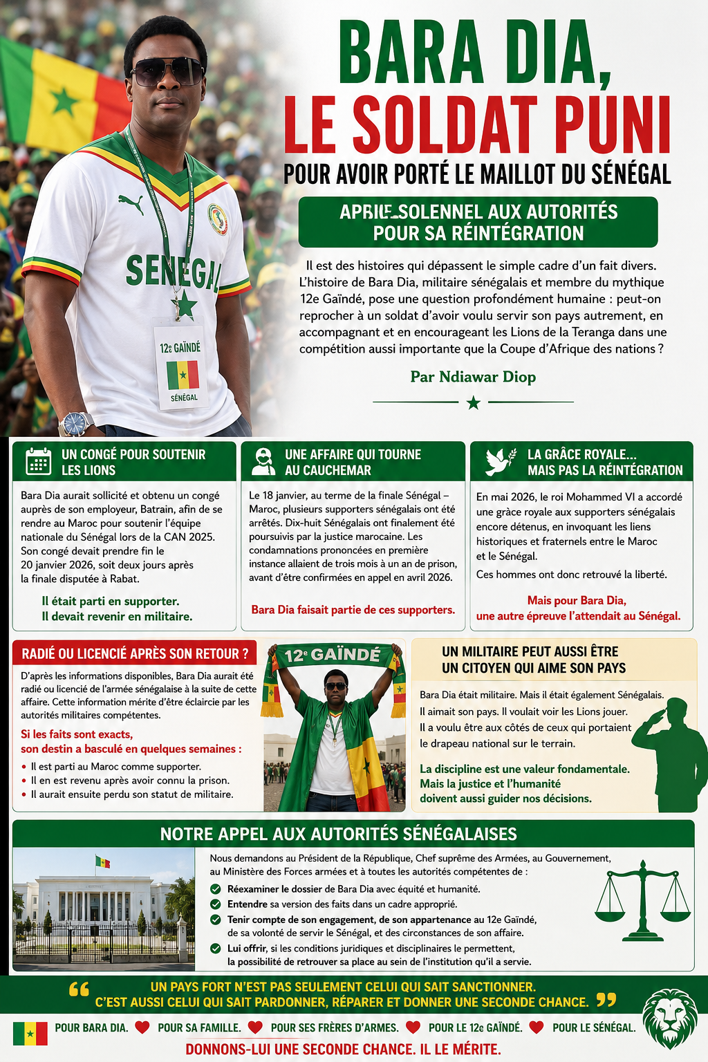 Du 12e Gaïndé à la prison, le douloureux destin du soldat Bara Dia. Faut-il punir deux fois un homme qui a servi son pays ? Par Ndiawar Diop