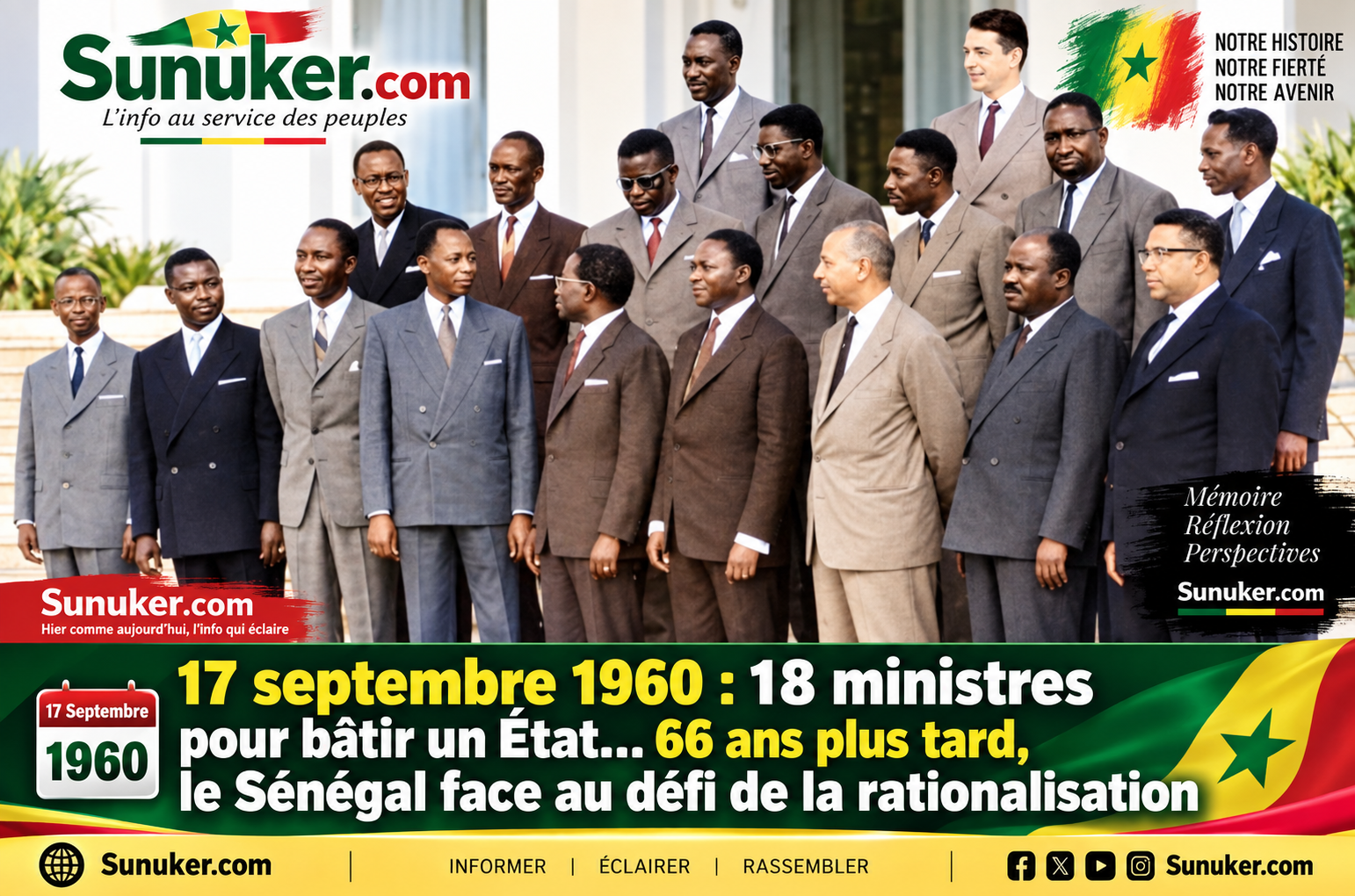 17 septembre 1960 18 ministres pour bâtir un État… 66 ans plus tard, le Sénégal face au défi de la rationalisation